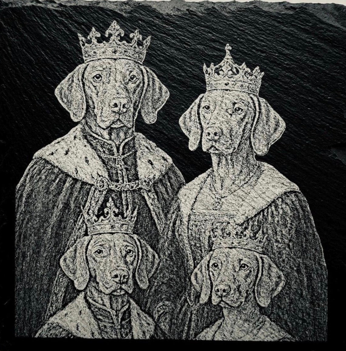 Laser Etched Vizsla Slate Coasters x 4