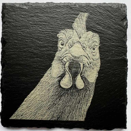 Laser Etched  Chicken Slate Coasters x 4