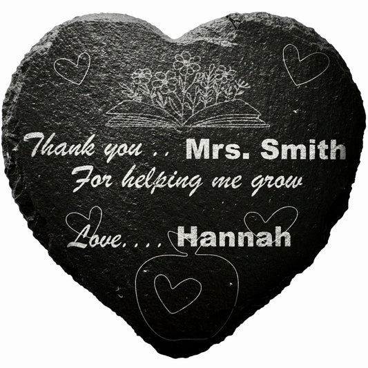 Laser Etched Teacher Slate Heart