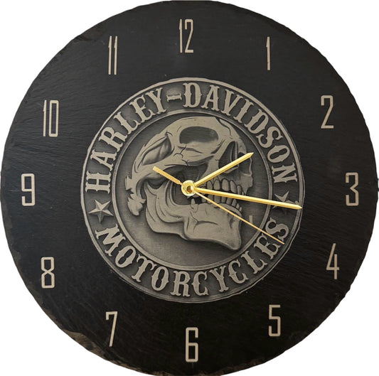 Harley Davidson Laser Etched Slate Wall Clock